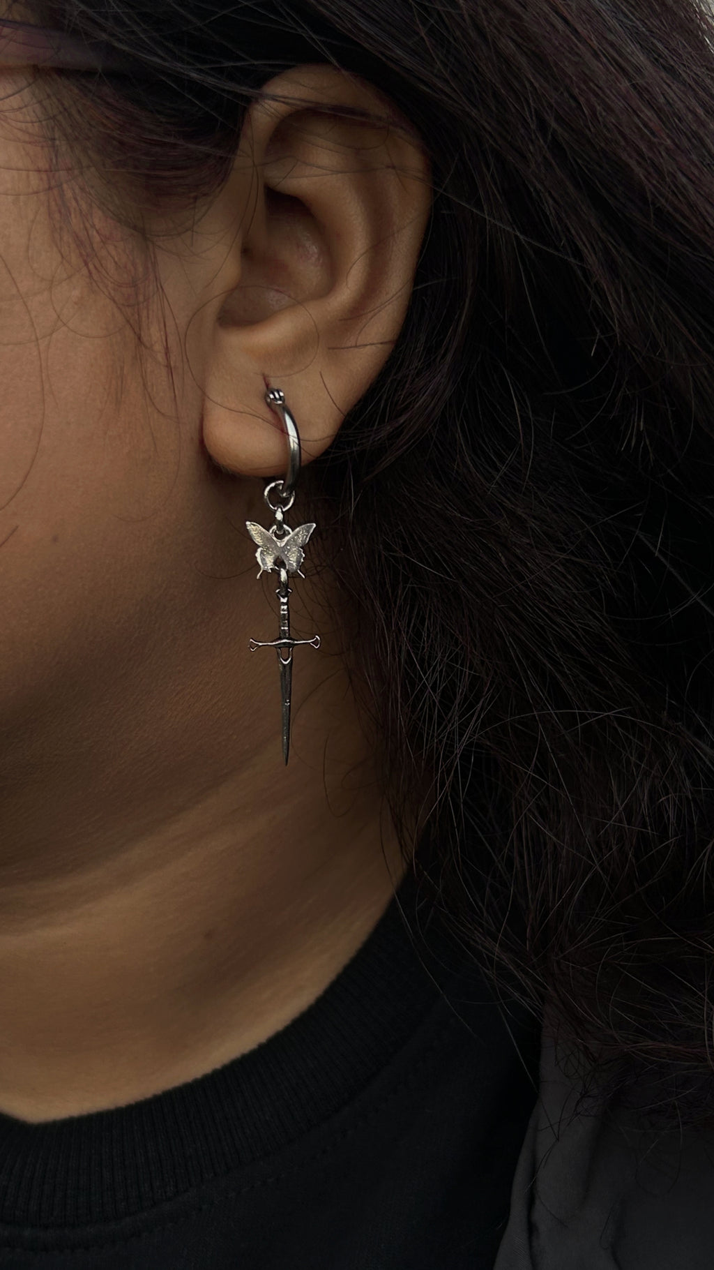 Butterfly dagger earring